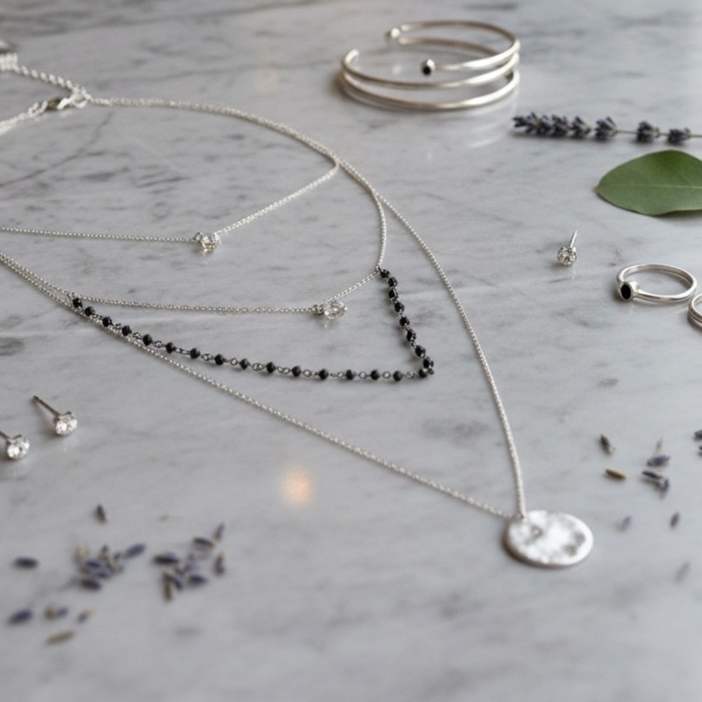NWT Serefina Anthropologie triple layer hammered coin Crystal Necklace
